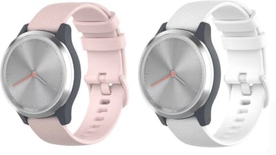 Strap-it Bundel van 2 Siliconen banden - Wit & Roze - Geschikt voor Garmin VIvoactive 4s / Vivomove 3s / Venu 2s - Horlogeband / Polsband / Armband / Sportarmband - Siliconen armband