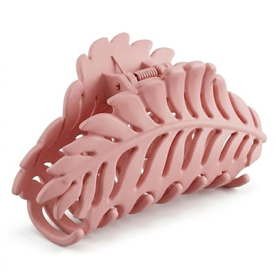 Roze bladvormige haar clip dames – matte kunststof haar klem – grote antislip haar clip – stevig haar accessoire voor dagelijks gebruik