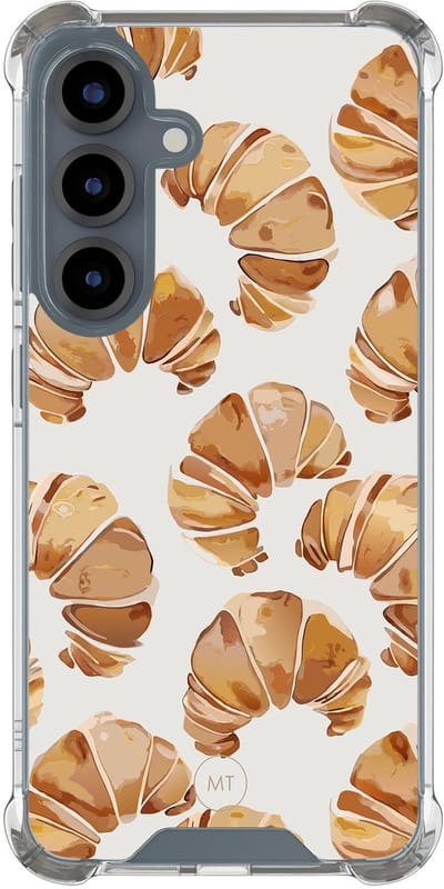 Hoesje (shockproof) geschikt voor Samsung Galaxy S25 - Croissant - Extra sterke case - TPU/polycarbonaat - Print - Beige, Transparant