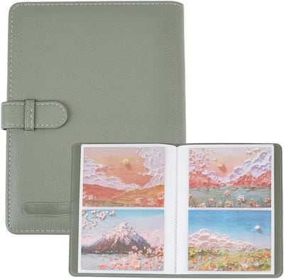 Dailygoods - Vintage fotoalbum van kunstleer, 400/300/210 of 20 vellen, met 80 vakken, Lichi-omslag, met kliksluiting voor familiebruiloft (groen).