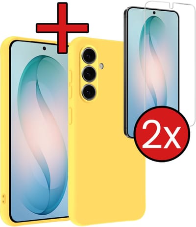 Hoesje - Met 2x Screenprotector - Geschikt voor Samsung Galaxy S26 - Sterk & Shockproof - Telefoon Hoes - Back Cover - Siliconen Case - Telefoonhoes - Geel