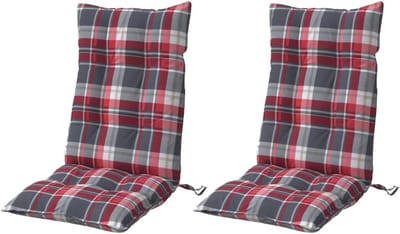 Stoelkussens Hoge Rug - Tuinkussens Set - Comfortabel Zitten - Duurzaam Oxford Weefsel - 2 Stuks 120x50cm - Rood Geruit