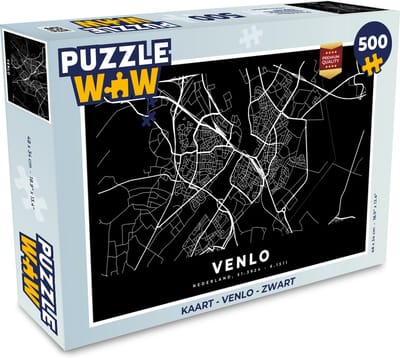 Puzzel Kaart - Venlo - Zwart - Legpuzzel - Puzzel 500 stukjes