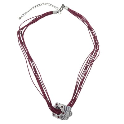 Behave - Dames Ketting Paars Met Bloemen Hanger 40 Cm - Nikkelvrij - Handgemaakt En Stijlvol