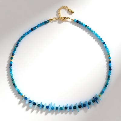 Cavill - Zilveren Halsketting 925 Sterling Zilver Verguld - Aquamarijn 29 6 ct & Neonblauwe Apatiet 48 9 ct - Elegant Verstelbaar 45-50 cm