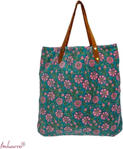 Imbarro - Tas - Shopper - Fayah - Velours - Bloemen - 50x50cm