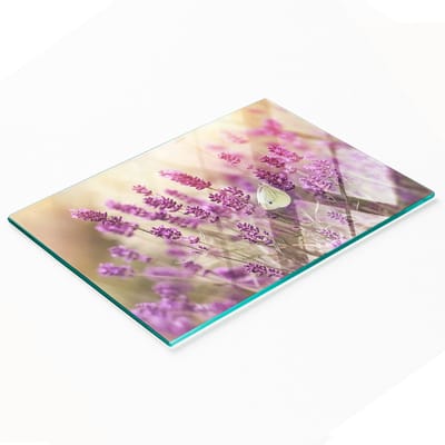 Multifunctionele decoratieve snijplank voor de keuken, gehard glas, lavendelkleur, 80x52 cm