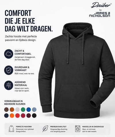 Daiber Hoodie Heren - Sweatshirt Heren met Capuchon - (Zwart) - Maat XL - Inclusief 2 TLRGolf Wasknijpers