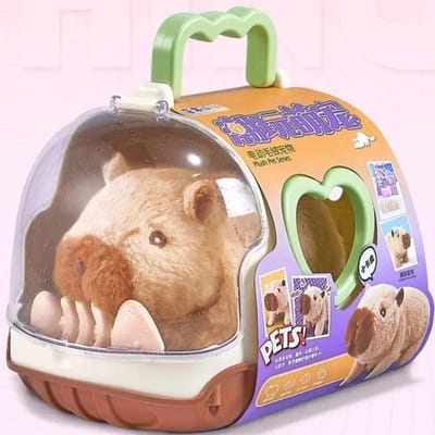Poupée Capybara Électrique Marchante Jouet Avec Son Poupées Électriques en Peluche pour Enfants Jouet Animal Capybara Ensemble de Figurines en Peluche Couleur Aléatoire beige