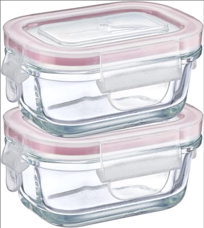 Famanu – Mini glazen vershouddozen set 2 x 120 ml – clipdeksel, oven/magnetronbestendig