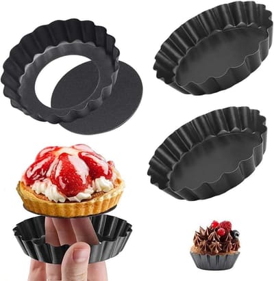 4 Stuks Mini Cake Dozen - Losse Bodem Dozen voor Cheesecake, Mini Taarten en Desserts, Ideaal voor Bakken en Koken, Perfect voor Quiches en Pizza's