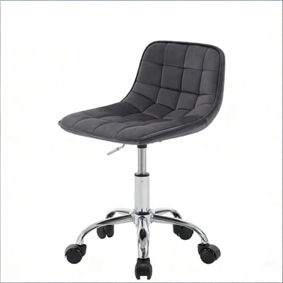 Ergonomische draaibare kantoorstoel - Voor thuiskantoor en kaptafel - Comfortabele bureaustoel - Fluwelen bekleding op wielen - Donkergrijs