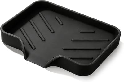 Zeepdispenser met afvoer - silicone - zwart - houdt je keuken en badkamer opgeruimd - ShopVlot