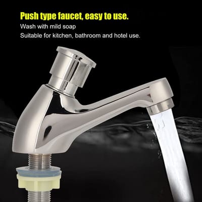 Dailygoods- Wastafelkraan Waterbesparend - Drukknop - Tijdvertraging - Koper - G1/2 Schroefdraad - 14 cm Lengte - Drukkraan