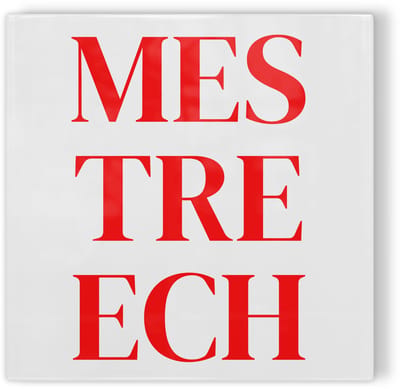 Tegeltje Mestreech - wit rood - tegeltje stad - tegeltje met tekst
