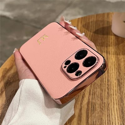 Coque Personnalisée avec Nom Pour iPhone 14 13 12 11 15 16 Pro Max Initiales Cuir Souple Placage Bumper 16 15 Pro Max for iphone 16Pro