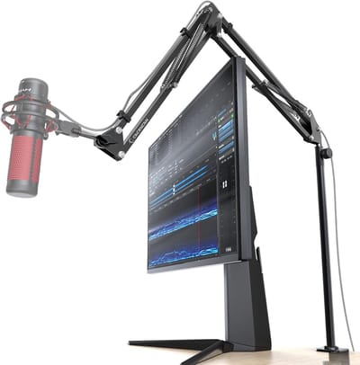 SnelShoppen - 360° Draaibare Microfoonstandaard Boom Arm met Tafelhouder - Opvouwbare Microfoonarm voor Live Streaming, Gaming, Podcasting - 3/8 inch