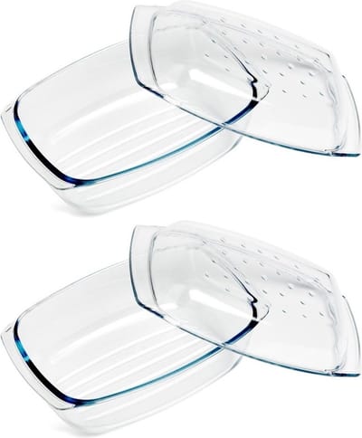 Cosy & Trendy Ovenschaal - 2x - 34 x 22 x 7 cm - glas - Ovenschalen/braadslede - Ovenschotel schalen - Bakvorm