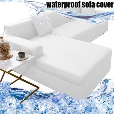 Stretch waterdichte bankhoes stofdicht effen kleur hoezen L-vormige hoekbank bankhoes aparte bankhoezen huisdiervriendelijk 1 seater 90-140cm wit