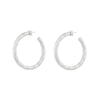 Twisted Relief Hoops Oorbellen | RVS (Verkleurt niet) | Zilverkleurig | Ring Oorbellen