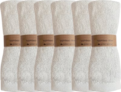 green-goose® Bamboe Wasdoekjes | 6 Stuks | Wit | 26 x 26 cm | Voor baby, Kind en Keuken | Heerlijk Zacht en Duurzaam!