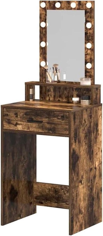 Kaptafel met Spiegel - Make-up tafel Vanity tafel - Ochtendroutine - Geïntegreerde LED-verlichting - 50 x 41 x 140 cm