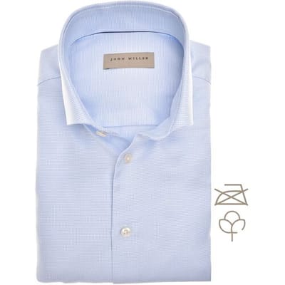 John Miller Overhemd Button-Down Cotton Non-Iron Fine Pattern Licht Blauw / male
