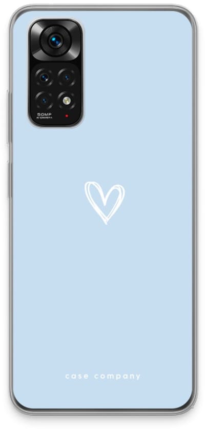 Case Company® - Hoesje geschikt voor Xiaomi Redmi Note 11 hoesje - Klein Hart Blauw - Soft Cover Telefoonhoesje - Bescherming aan alle Kanten en Schermrand