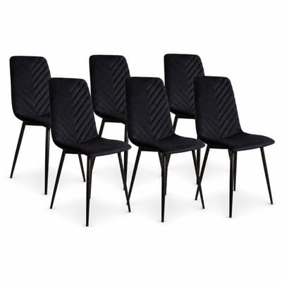 DS4U® - Gaby eetkamerstoel - Set van 6 - Zwart - Velvet