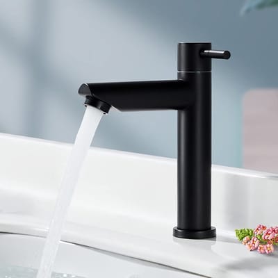 Cecipa Max Toiletkraan Koud Water - Wastafelkraan Badkamer - Loodvrij RVS - Afneembare Perlator - Modern Zwart