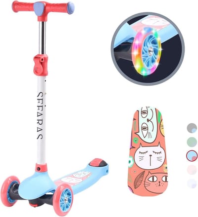 Sefaras Kinderstep - Step met 3 Wielen - Lichtgevende Wielen - Voor kinderen boven de 3 jaar - Step met LED wielen - Wit/Rood