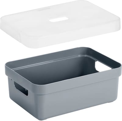 Sunware Opbergboxen met transparante deksel - 2x stuks - kastmanden - blauw/groen - 9 liter - kunststof - 35 x 25 x 12 cm - Opbergers