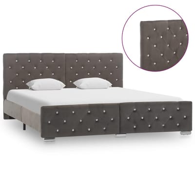 vidaXL - Bedframe - fluweel - grijs - 160x200 - cm