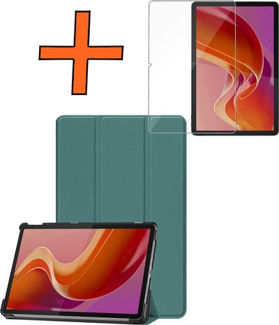 Hoesje - Geschikt voor Lenovo Tab M11 (11 inch) - Met Screenprotector - Trifold Bookcase - Hard Cover - Hardcover Book Case - Tablet Hoes - Donkergroen