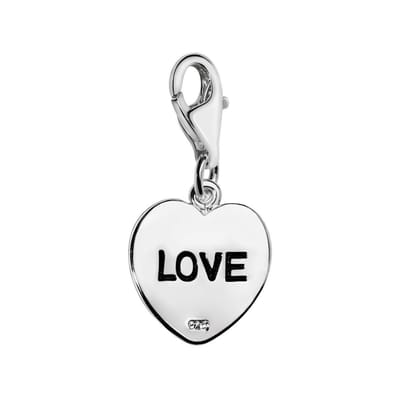 Quiges – 925 - Zilver – Charm - Bedel - Hanger - 3D Hart Love - met – sterling - zilver - karabijnslot - geschikt - voor -Bedelarmband HC028