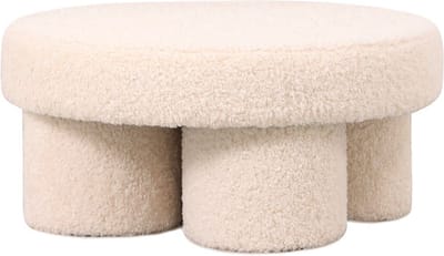 Poef Babette in stof plush wit