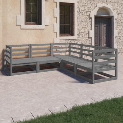vidaXL - 5-delige - Loungeset - massief - grenenhout - grijs