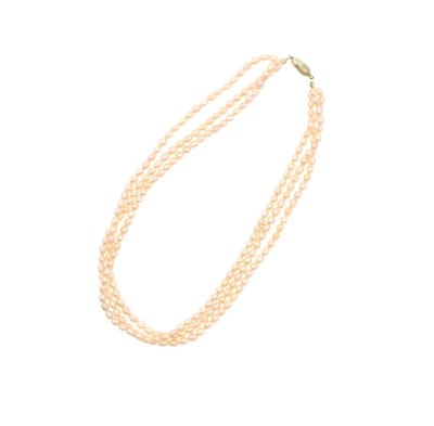 Behave - Zoetwater Parel Ketting Dames - Licht Zalmroze - Magneet Sluiting - 45 cm lang