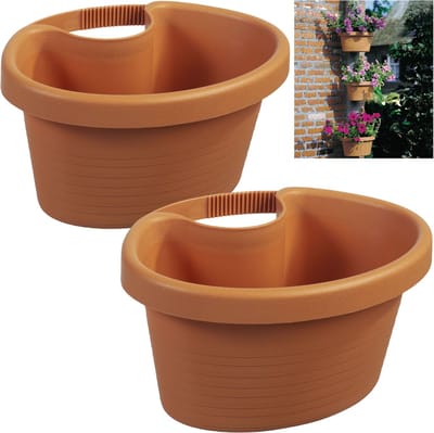 2 Ruime Regenpijp Bloempotten Plantenpotten Terra 27x23x14cm