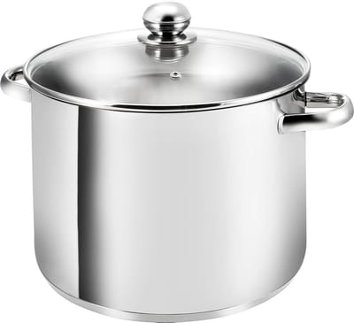 Grote inductie kookpan 30 cm met glazen deksel - 15 liter roestvrij staal