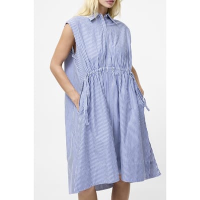 French Connection Rhodes Stripe S/less Dress Linen White/marine Taglia: M | Abiti in T-Shirt Outlet | Donna | Bianco