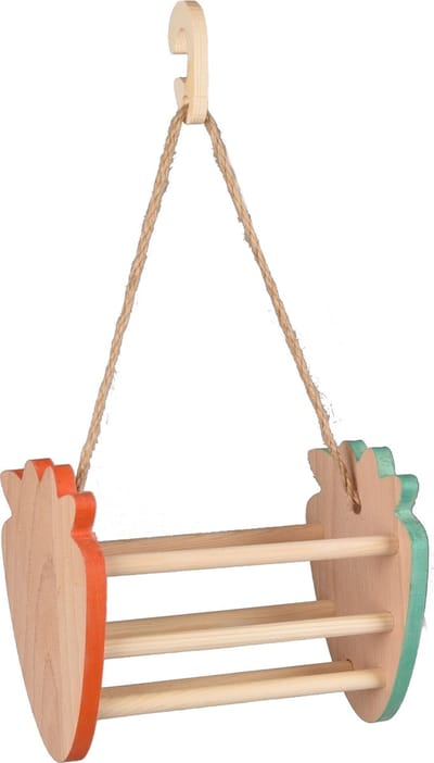 Flamingo Frado - Hooiruif Knaagdier - Hooiruif Frado Hout Zalm Roze+groen 28cm - 1st - 127303 - 1st