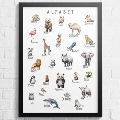 Alfabet Poster – Dieren ABC - Letters Leren - voor Kinderen – Formaat 43x61 cm - Educatieve Poster – Speels en Leerzaam - School posters