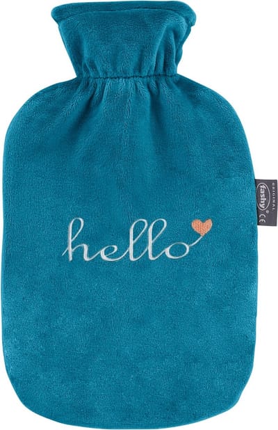 Fashy - Velours Warmwaterkruik - Blauw Hello