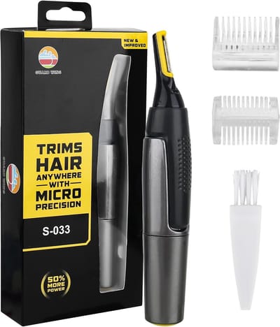 Gezichtsverzorging Trimmer - Neus Oor Trimmer - Gezichtshaar Stylen - 3 Verwisselbare Opzetstukken - 40 g - Zwart