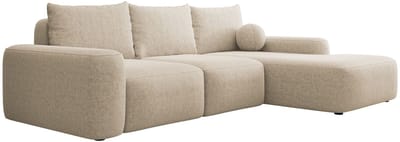 Selsey Hoekbank met slaapfunctie Carnos - beige chenille - rechtsdraaiend
