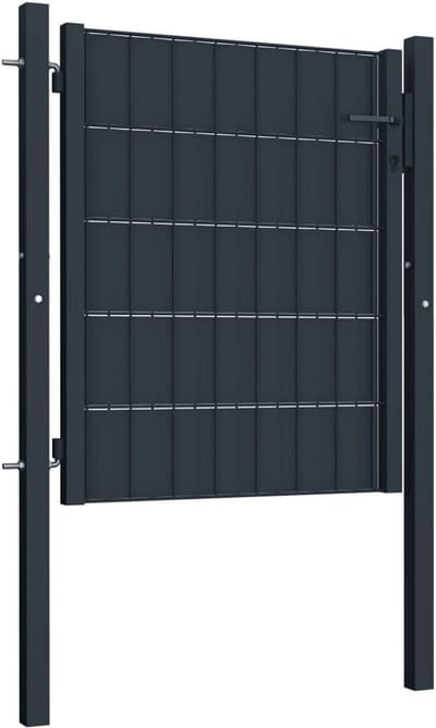 Robuuste Metalen Tuindeur met Palen - Afsluitbare Tuinpoort 100x101 cm Antraciet
