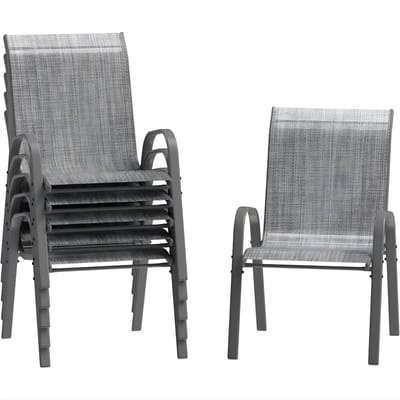 Terrasstoelen – Voor buiten & eetkamer – Stapelbaar, hoge rugleuning, weerbestendig – Grijs