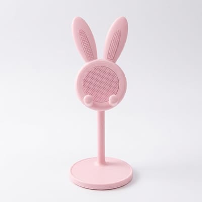 Roze telefoon houder standaard dames en heren – konijn bureau telefoon standaard met verstelbare hoogte – ronde antislip houder met oren design