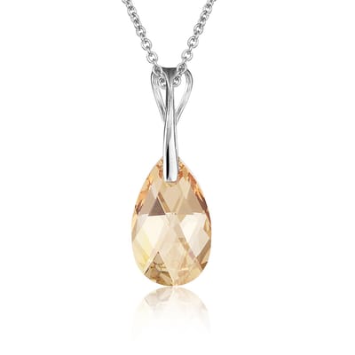 Montebello Ketting Pia DZ510H - Swarovski Druppel - 925 Zilver Gerhod. - 16mm - 50cm